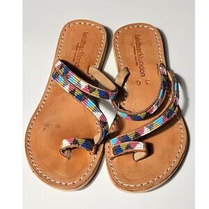 Laidback London Diani Flat Leather Sandal Retro EU 36